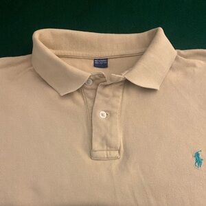 RL POLO SS Tan All Cotton 2 Button Polo